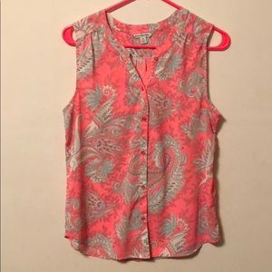 Flower and pink textured sleeveless top